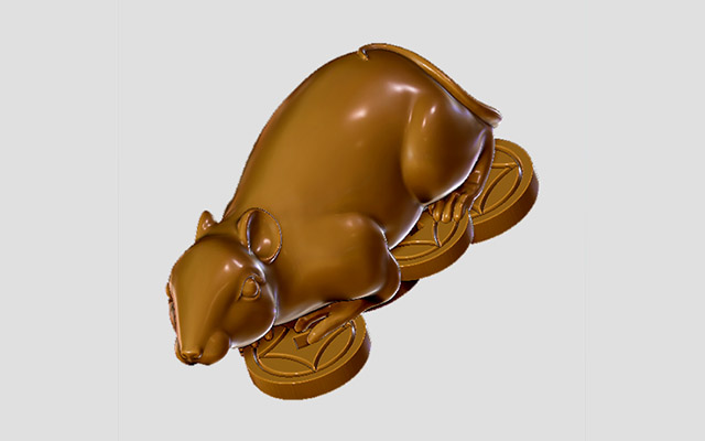 【招財鼠】立體精雕圖紙_五軸聯(lián)動加工中心YD-