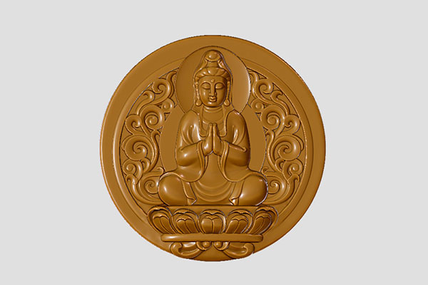 【坐蓮觀音】玉石雕刻機平面浮雕圖紙YD-GY10022