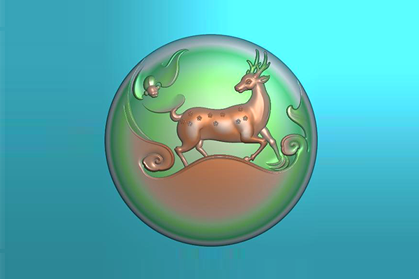 【鹿】玉雕機平面浮雕圖紙A-10722